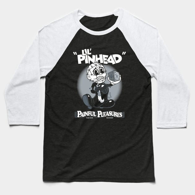 Lil Pinhead - Creepy Cute Vintage Cartoon Horror - Rubberhose Baseball T-Shirt by Nemons